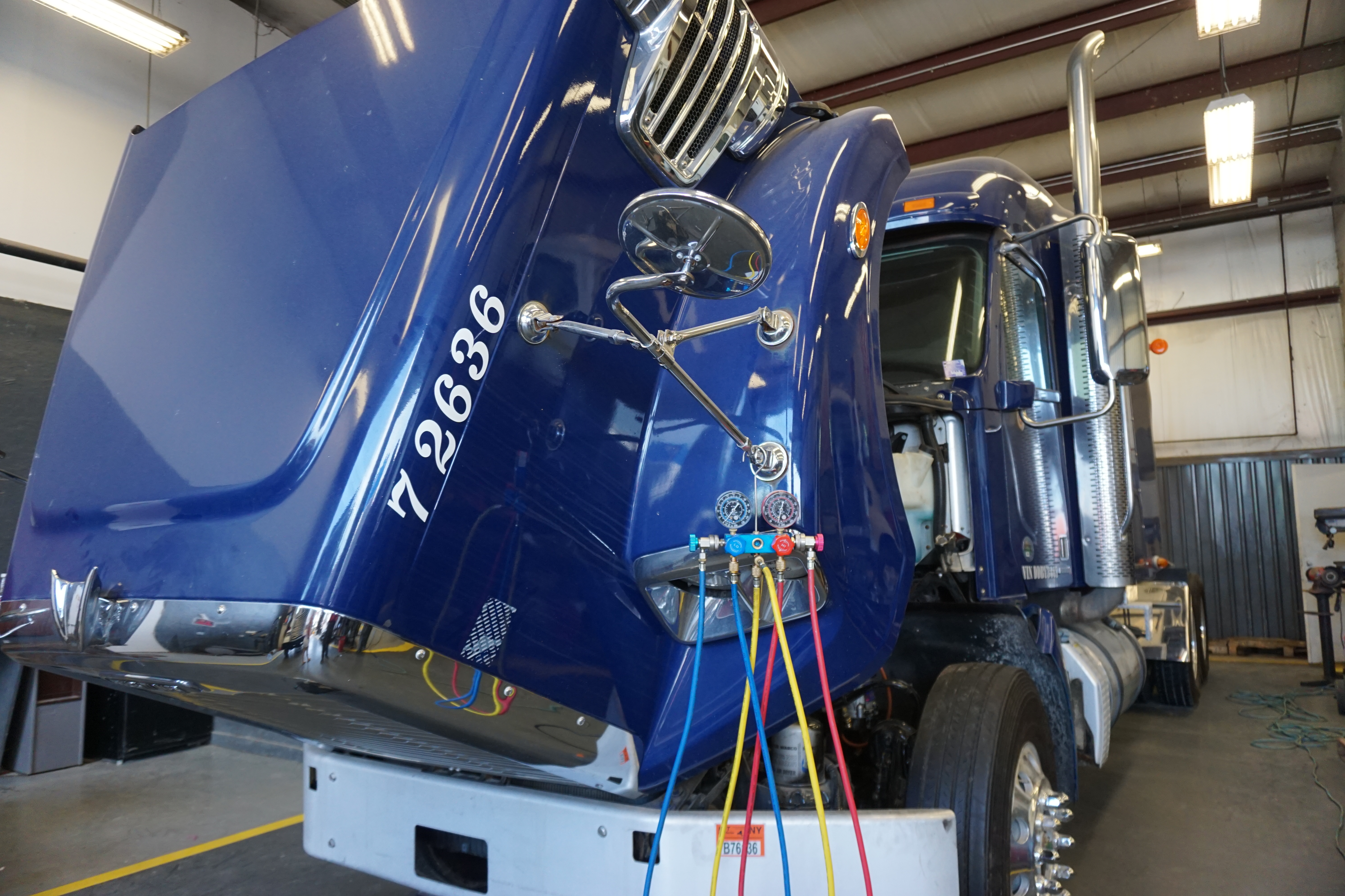 Truck being serviced